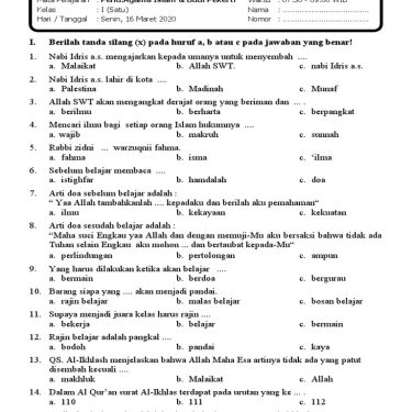 bank soal agama islam sd kelas 1