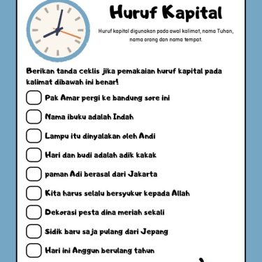 5 Contoh Soal Huruf Kapital SD Kelas 1 yang Wajib Dikuasai Sebelum Terlambat