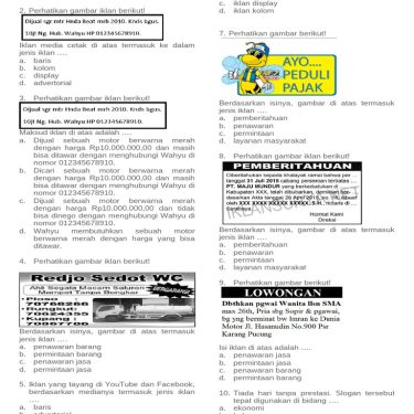 5 Contoh Soal Iklan Kelas 8 Semester 1 Beserta Jawabannya, Wajib Tahu