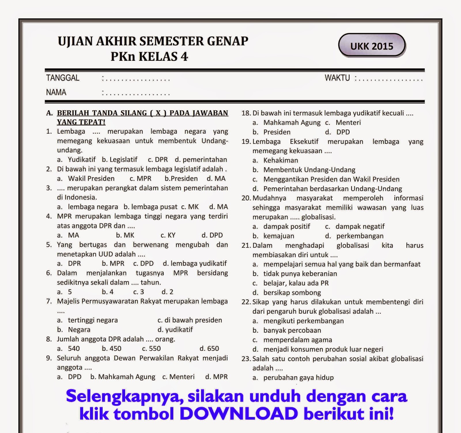 5 Rahasia Kisi Kisi Soal UTS PKN Kelas 4 Semester 1 yang Wajib Diketahui Sebelum Ujian