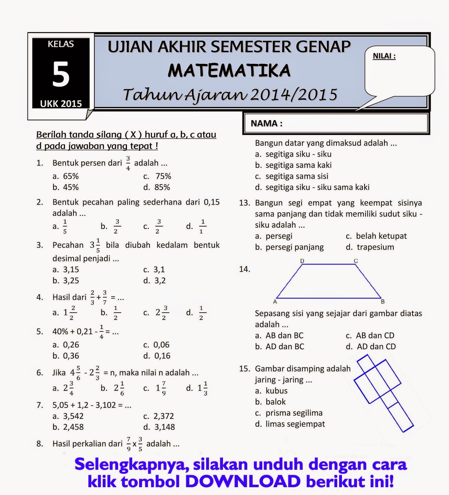 5 Soal Matematika Kelas 9 Semester 1 Paling Sulit, Ternyata Ini Rahasia Jawabannya
