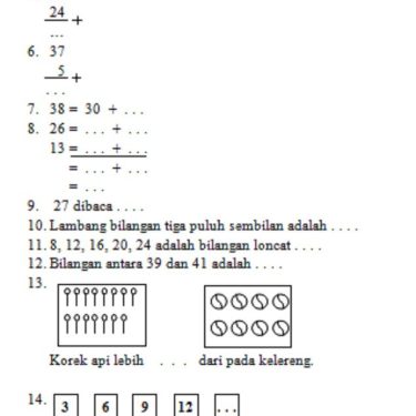 contoh soal matematika kelas 1 sd semester 2