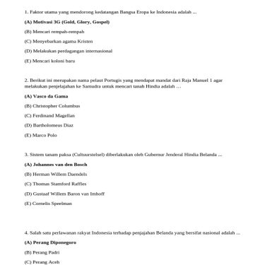 5 Contoh Soal HOTS Sejarah Indonesia Kelas 12 Semester 1 yang Sering Muncul di Ujian dan Kunci Jawaban