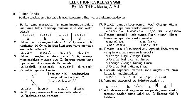 7 Contoh soal uas elekronika kelas 9 semester 2 yang Wajib Diketahui Sebelum Ujian