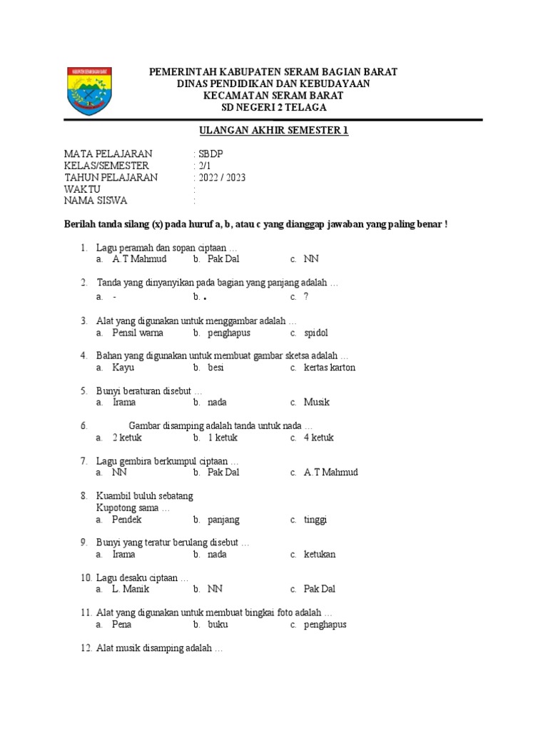7 Rahasia Contoh Soal UAS SBDP Kelas 2 SD Semester 1 yang Wajib Diketahui Sebelum Ujian