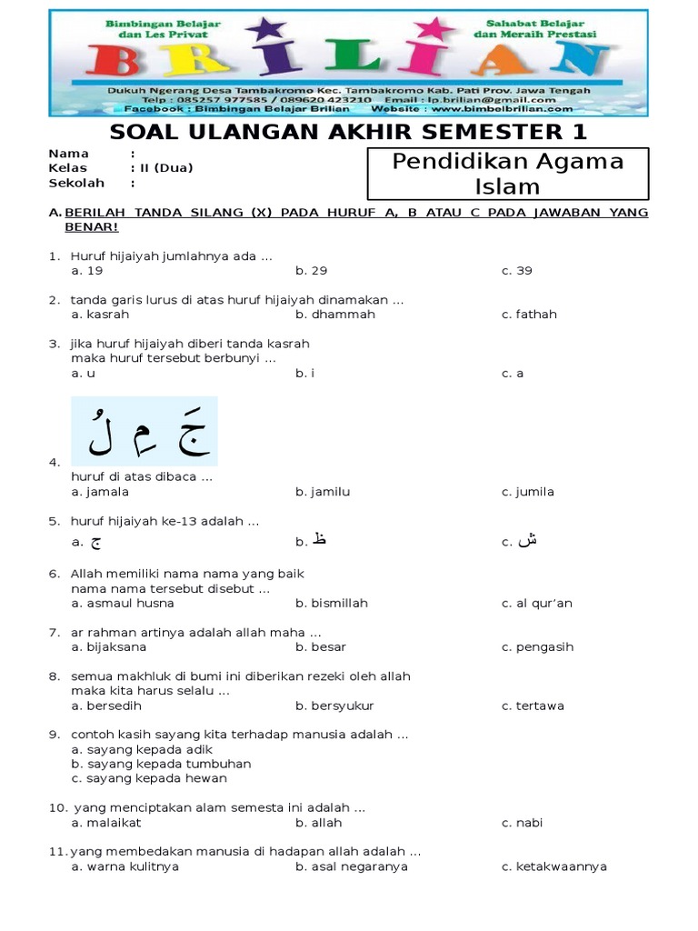 7 Rahasia brilian soal uas pai kelas 2 semester 1 dan jawabannya yang wajib dipelajari
