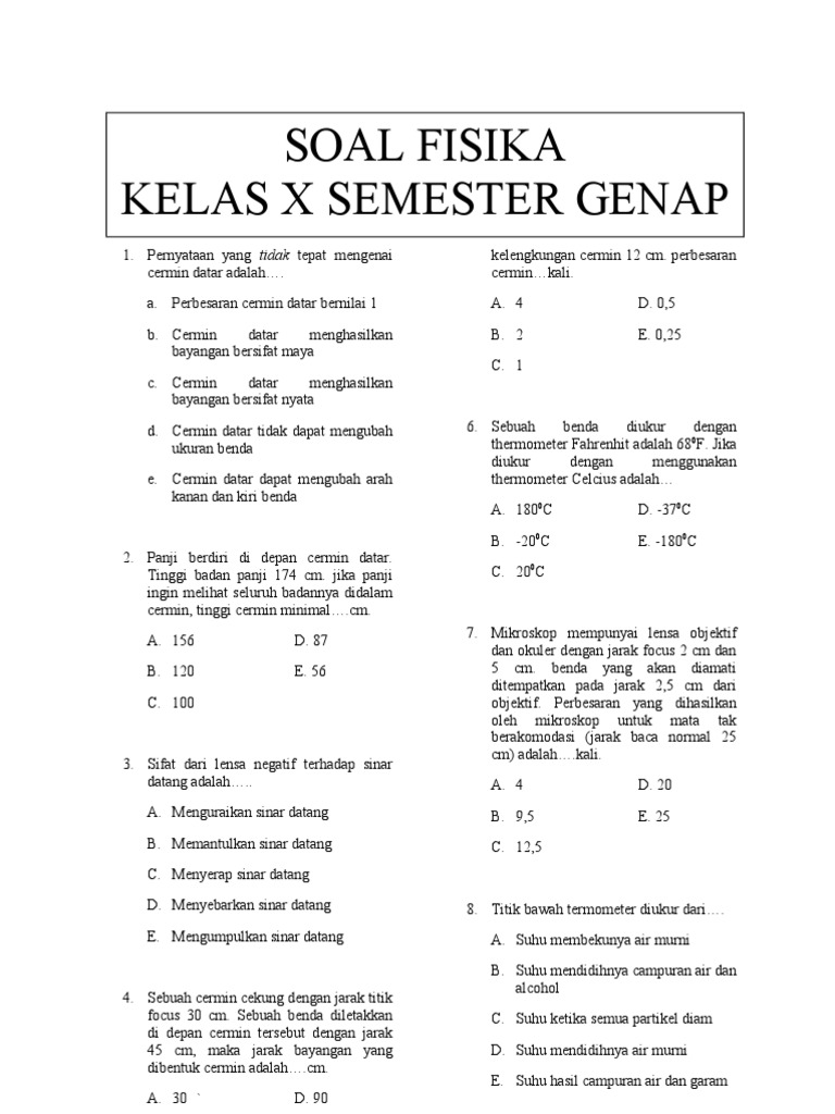 Contoh Soal UAS Fisika Kelas 10 Semester 2 Terbaru 2026 Lengkap dengan Pembahasan Ternyata Semudah Ini