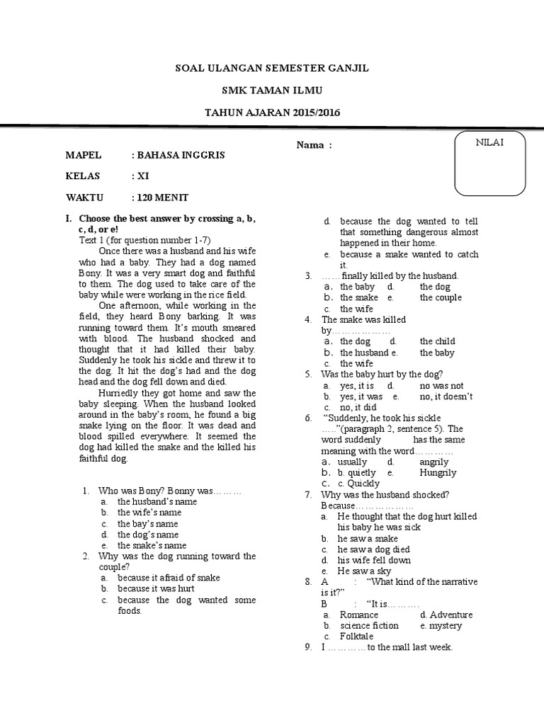 Jangan Sampai Salah Pilih, Ini 7 Contoh Soal UAS Bahasa Inggris SMK Kelas XI Semester 2 yang Paling Sering Muncul