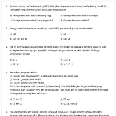 Ternyata Ini Dia Contoh Soal Hukum Mendel 1 Kelas 12 yang Sering Muncul di Ujian Biologi, Wajib Tahu Sebelum Terlambat