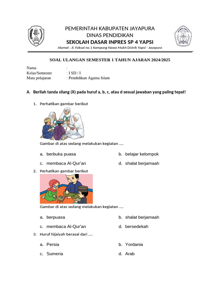 Ternyata Ini Dia Contoh Soal UAS SD Kelas 1 Semester 1 2016 Jatim yang Wajib Diketahui Guru dan Orang Tua