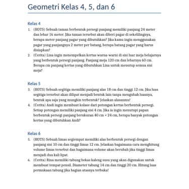 contoh soal hots sd kelas 4 semester 1