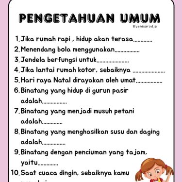 contoh soal ilmu pengetahuan umum kelas 1