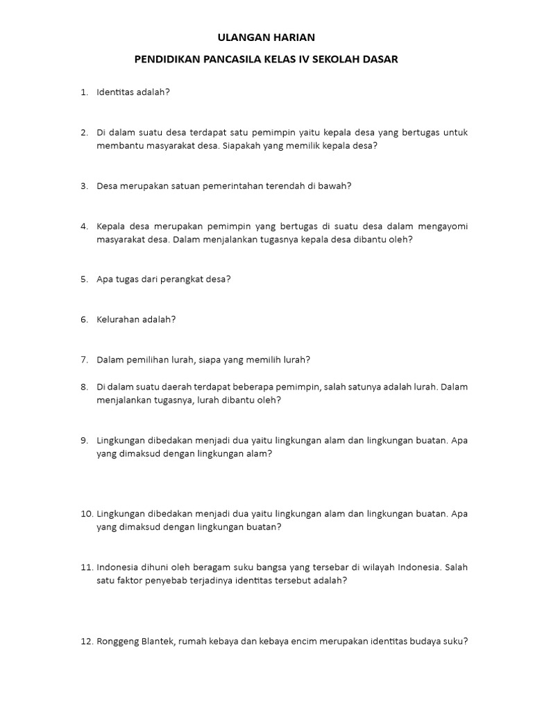 7 Rahasia Cepat Kuasai Contoh Latihan Soal Sub Tema 1 Kelas 4 Mudah Sebelum Waktu Habis