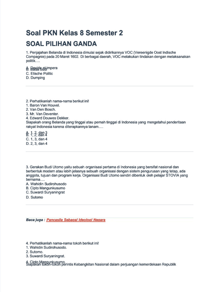 Bocoran soal ulangan PKN semester 2 kelas 8 SMP yang jarang diketahui, wajib tahu!