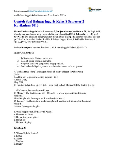 Rahasia Skor Tinggi dengan Latihan Brilian Soal Bahasa Inggris Kelas 8 Semester 2